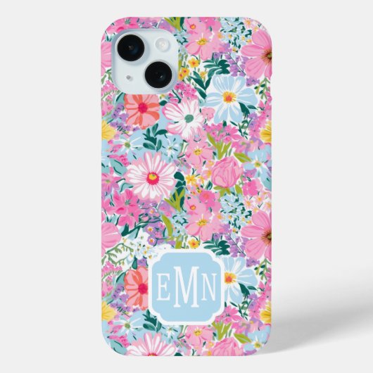 Coques Case-Mate iPhone Modern Colorful Garden Monogrammed (Verso)