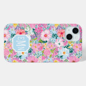Coques Case-Mate iPhone Modern Colorful Garden Monogrammed (Verso (horizontal))