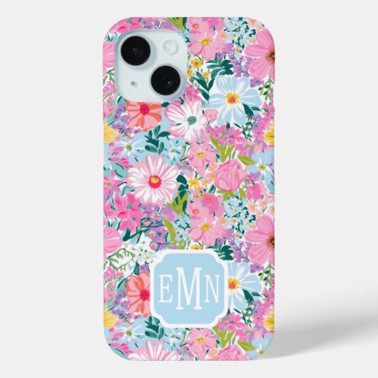 Coques Case-Mate iPhone Modern Colorful Garden Monogrammed (Verso)
