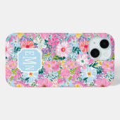 Coques Case-Mate iPhone Modern Colorful Garden Monogrammed (Verso (horizontal))