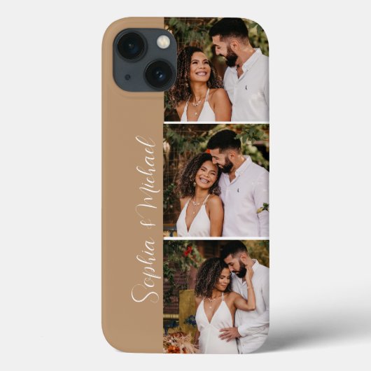 Coques Case-Mate iPhone Modern Couple Names 3 photos collage grille (Verso)