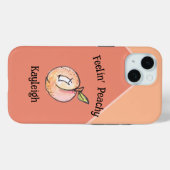 Coques Case-Mate iPhone Modern Cute Kitschy Peach Ajouter Nom Fun Summer (Verso (horizontal))