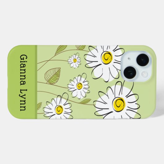 Coques Case-Mate iPhone Modern Daisies Floral Monogram (Verso (horizontal))