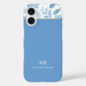 Coques Case-Mate iPhone Modern Elegant Blue Floral Pattern  (Verso)