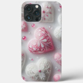 Coques Case-Mate iPhone Modern elegant pink white heart valentine (Verso)