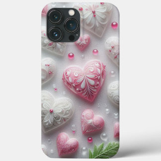 Case-Mate iPhone Case Modern elegant pink white heart valentine