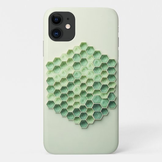 Coques Case-Mate iPhone Modern Geometric Green Honeycomb Pattern - 3D Hexa (Dos)