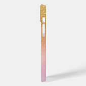 Coques Case-Mate iPhone Modern Glitter Holographic Gold with Name (Verso / Gauche)