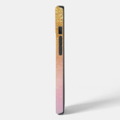 Coques Case-Mate iPhone Modern Glitter Holographic Gold with Name (Verso / Gauche)