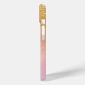 Coques Case-Mate iPhone Modern Glitter Holographic Gold with Name (Verso / Gauche)