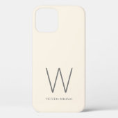 Coques Case-Mate iPhone Modern ivory gray minimum monogram name (Verso)