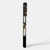 Coques Case-Mate iPhone Modern Monogram Elegant Black Gold Floral Pattern  (Verso / Droite)