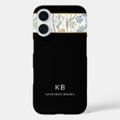 Coques Case-Mate iPhone Modern Monogramm Cute Black Floral Pattern  (Verso)