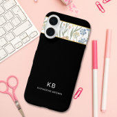 Coques Case-Mate iPhone Modern Monogramm Cute Black Floral Pattern