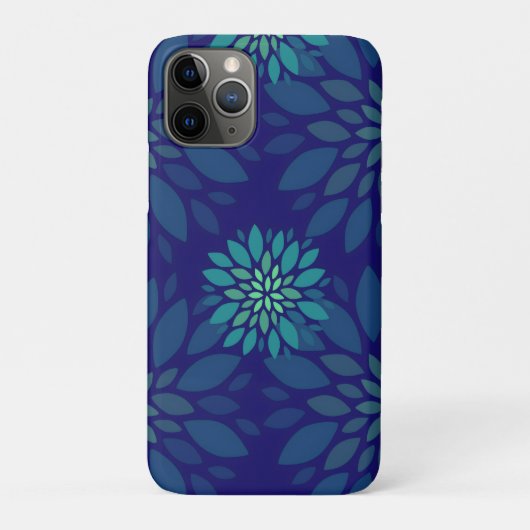 Coques Case-Mate iPhone Modern Navy Blue and Green Floral Leaves Pattern (Dos)