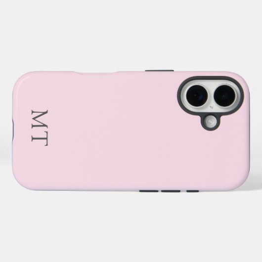 Coques Case-Mate iPhone Modern Personalized Pink Grey Initial Monogram (Verso (horizontal))