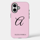 Coques Case-Mate iPhone Modern Pink Stylish Personalized Name Initial (Verso)