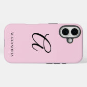 Coques Case-Mate iPhone Modern Pink Stylish Personalized Name Initial (Verso (horizontal))