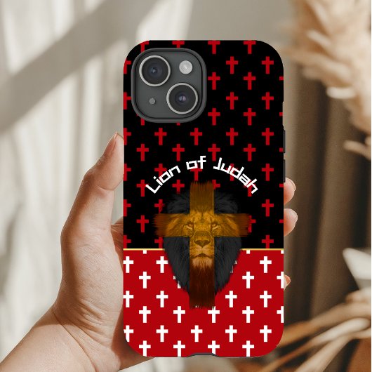 Coques Case-Mate iPhone Modern Red Black White Crosses Lion of Judah