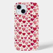 Coques Case-Mate iPhone Modern Red & Pink Hearts Pattern (Verso)