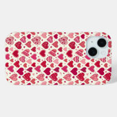 Coques Case-Mate iPhone Modern Red & Pink Hearts Pattern (Verso (horizontal))