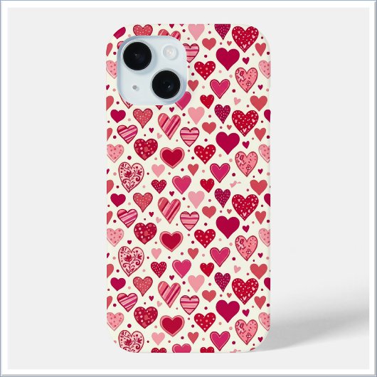 Coques Case-Mate iPhone Modern Red & Pink Hearts Pattern