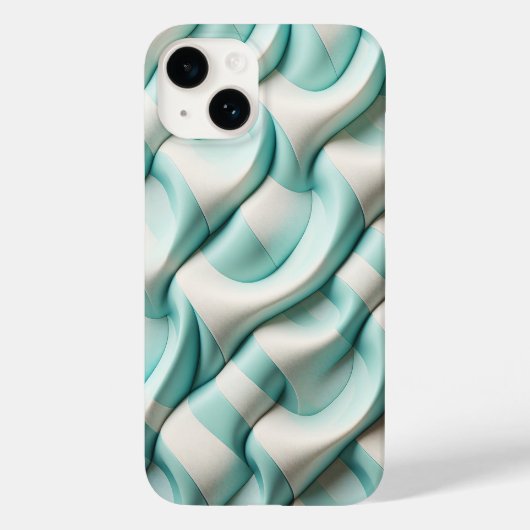 Coques Case-Mate iPhone Modern Soft Teal and White Geometric Wave Phone  (Verso)
