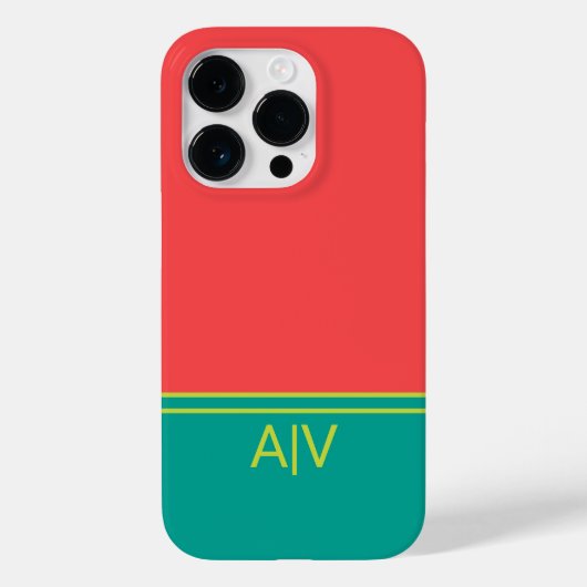 Coques Case-Mate iPhone Modern Summer Coral Aquamarine Monogram (Verso)