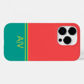 Coques Case-Mate iPhone Modern Summer Coral Aquamarine Monogram (Verso (horizontal))