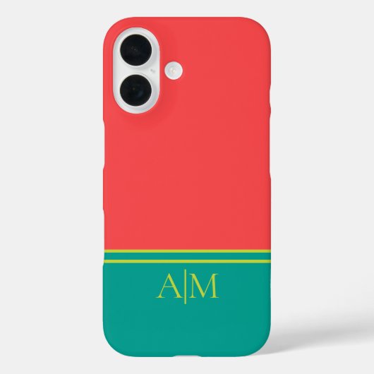Coques Case-Mate iPhone Modern Summer Coral Aquamarine Monogram (Verso)