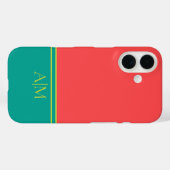 Coques Case-Mate iPhone Modern Summer Coral Aquamarine Monogram (Verso (horizontal))