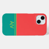 Coques Case-Mate iPhone Modern Summer Coral Aquamarine Monogram (Verso (horizontal))