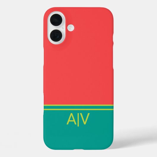 Coques Case-Mate iPhone Modern Summer Coral Aquamarine Monogram (Verso)