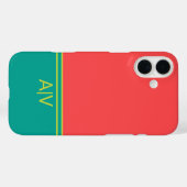Coques Case-Mate iPhone Modern Summer Coral Aquamarine Monogram (Verso (horizontal))