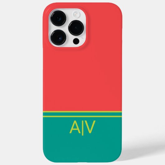 Coques Case-Mate iPhone Modern Summer Coral Aquamarine Monogram (Verso)
