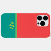 Coques Case-Mate iPhone Modern Summer Coral Aquamarine Monogram (Verso (horizontal))