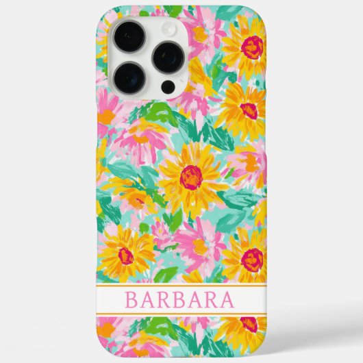 Coques Case-Mate iPhone Modern Sunflower Painting Monogrammed (Verso)