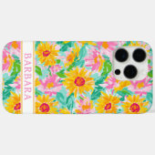 Coques Case-Mate iPhone Modern Sunflower Painting Monogrammed (Verso (horizontal))
