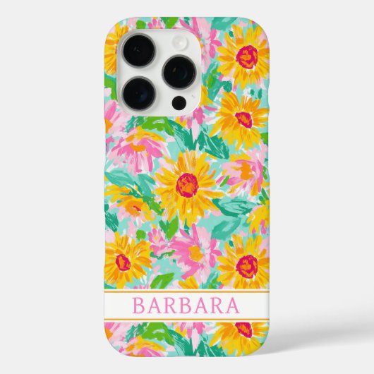 Coques Case-Mate iPhone Modern Sunflower Painting Monogrammed (Verso)