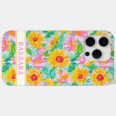 Coques Case-Mate iPhone Modern Sunflower Painting Monogrammed (Verso (horizontal))
