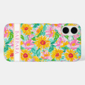 Coques Case-Mate iPhone Modern Sunflower Painting Monogrammed (Verso (horizontal))