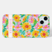 Coques Case-Mate iPhone Modern Sunflower Painting Monogrammed (Verso (horizontal))