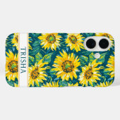 Coques Case-Mate iPhone Modern Sunflowers Monogrammed (Verso (horizontal))