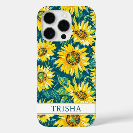 Coques Case-Mate iPhone Modern Sunflowers Monogrammed (Verso)
