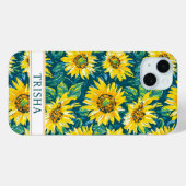 Coques Case-Mate iPhone Modern Sunflowers Monogrammed (Verso (horizontal))