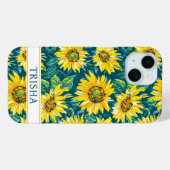 Coques Case-Mate iPhone Modern Sunflowers Monogrammed (Verso (horizontal))