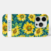 Coques Case-Mate iPhone Modern Sunflowers Monogrammed (Verso (horizontal))