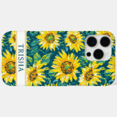 Coques Case-Mate iPhone Modern Sunflowers Monogrammed (Verso (horizontal))