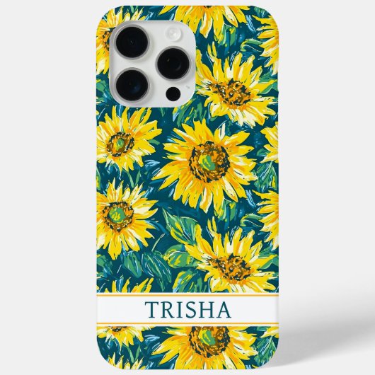 Coques Case-Mate iPhone Modern Sunflowers Monogrammed Case-Mate iPhone Ca (Verso)