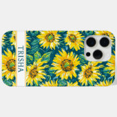 Coques Case-Mate iPhone Modern Sunflowers Monogrammed Case-Mate iPhone Ca (Verso (horizontal))